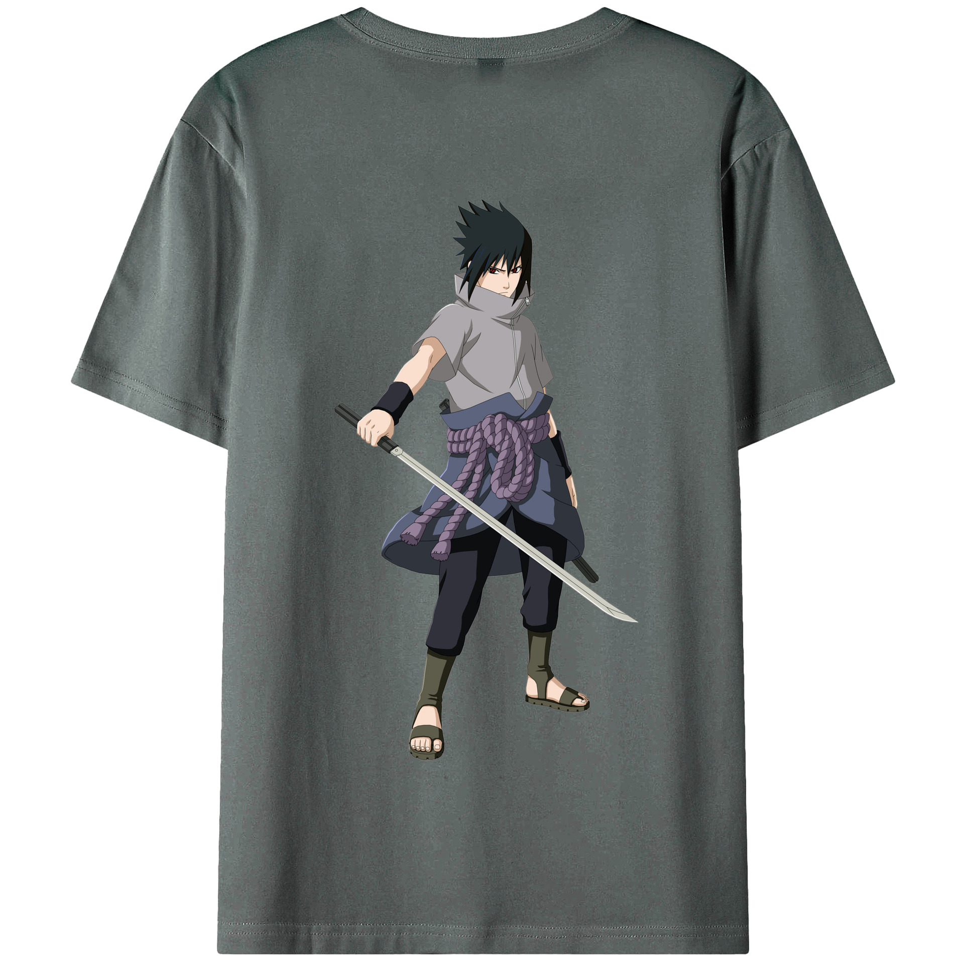（画像用） NARUTO -ナルト- うちは サスケ Uchiha Sasuke 綿100％半袖Tシャツ（背面プリント）